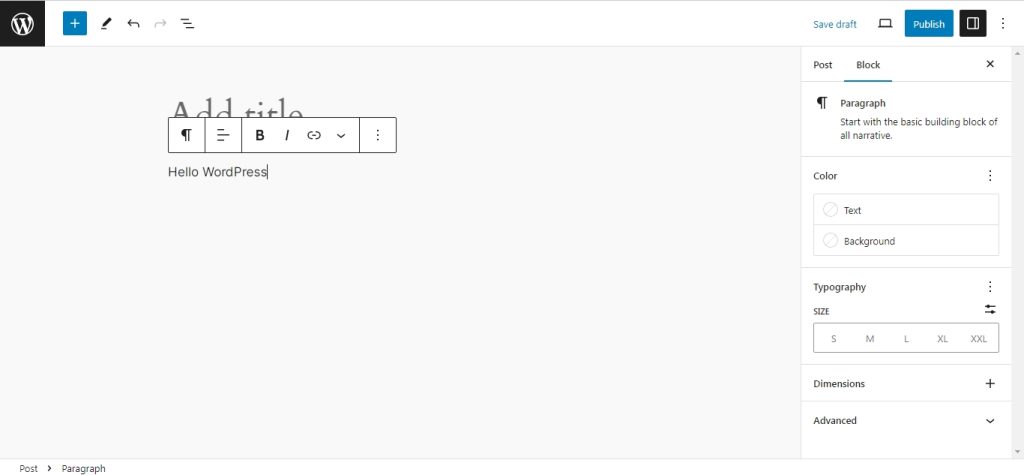 The WordPress block editor also known as the Gutenberg editor