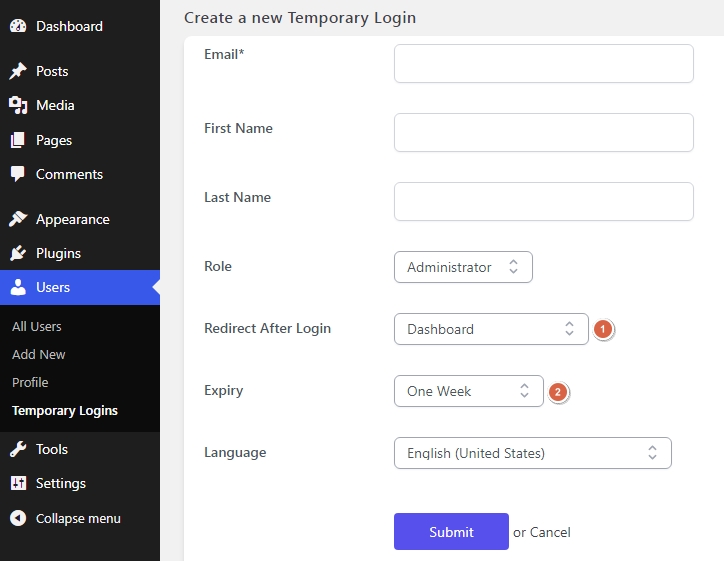 new admin user settings