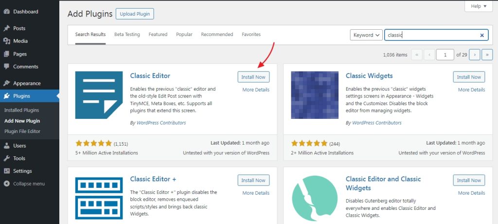 classic editor plugin