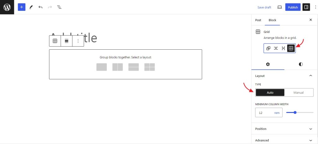 new grid layout for group block