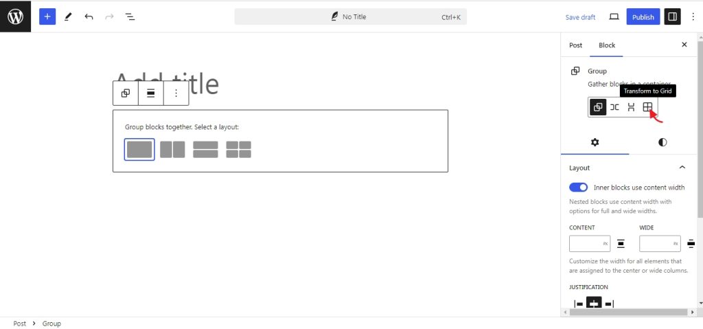 New grid option in Group block for WordPress 6.6