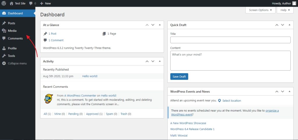 author user role dashboard