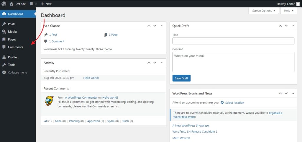editor dashboard