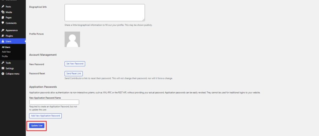 update userroles