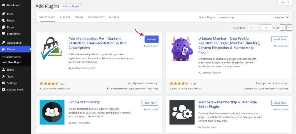 paidmembership plugin to create a wordpress membership website