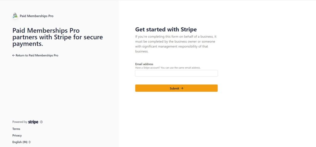 stripe configuration screen