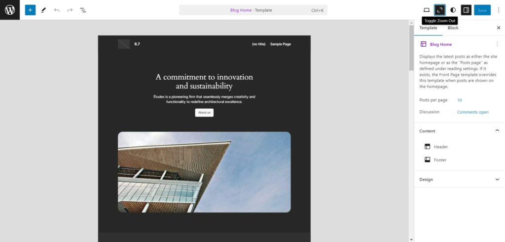 all new zoom out mode in WordPress 6.7