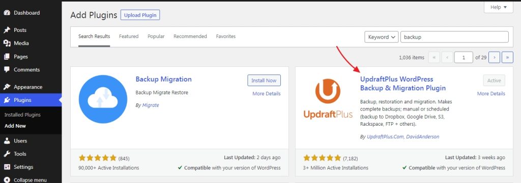 updraft plus plugin