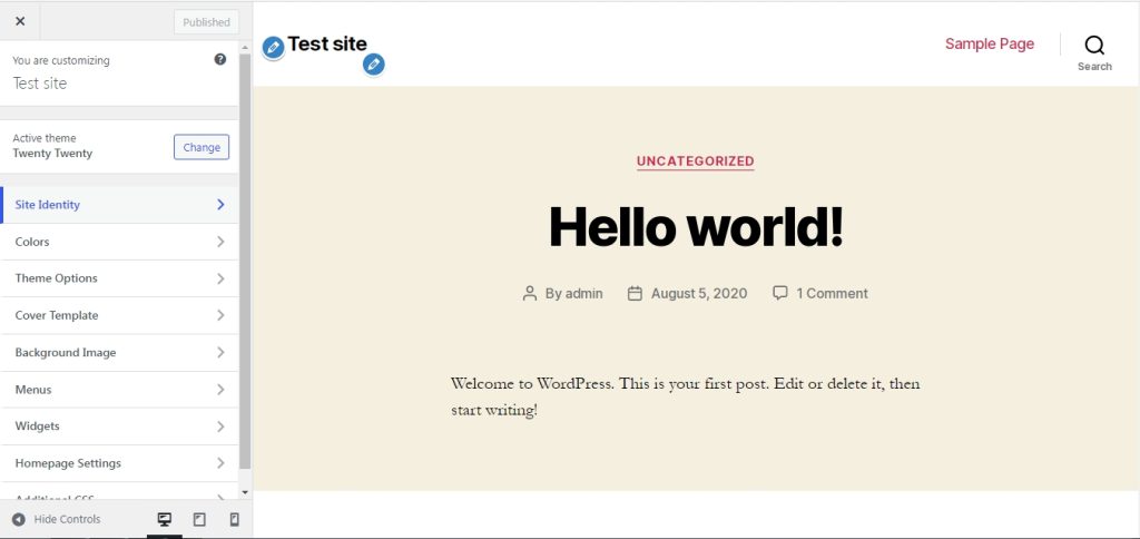 theme customizer