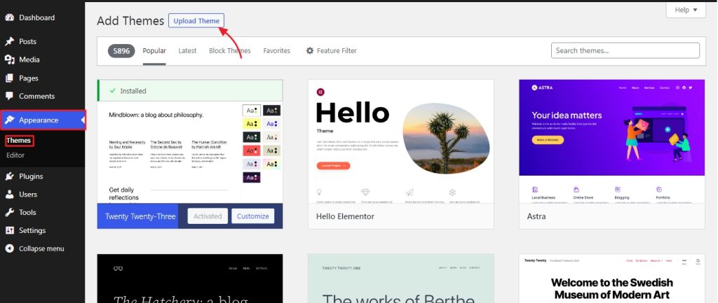 wordpress theme setting