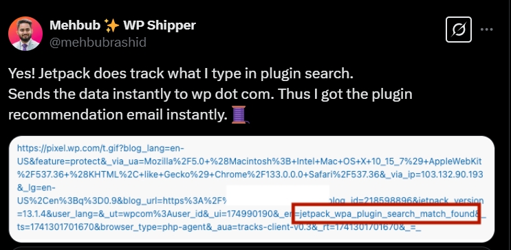 jetpack tracking url