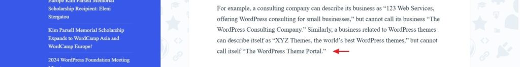 trademark terms not mentioned before revision