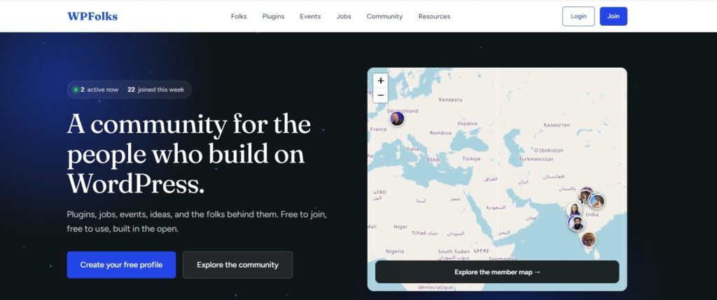 WPFolks homepage