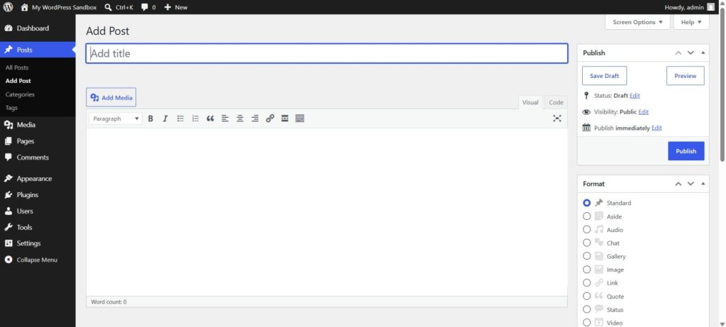 classic editor