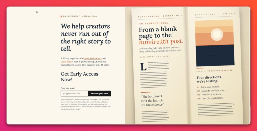 FlavorPress radical speed month Automattic