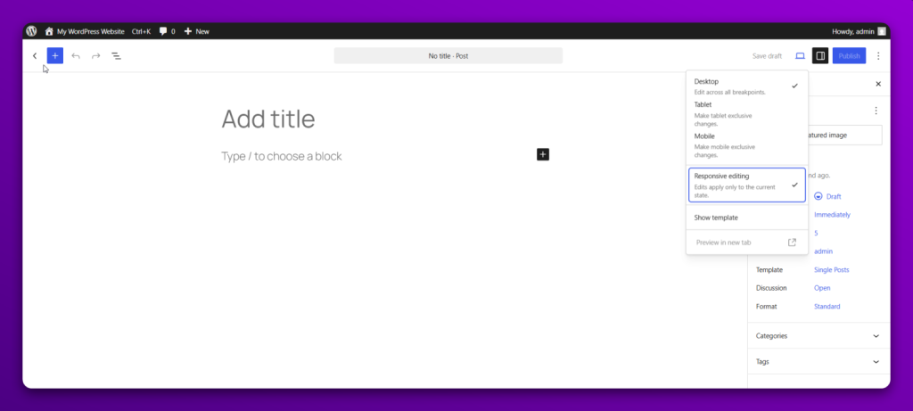 responsive styling in WordPress 7.1